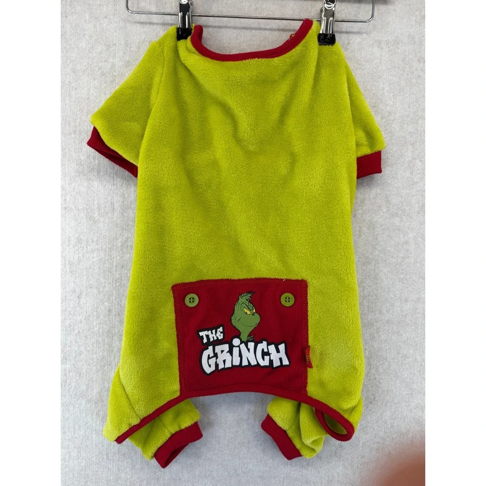 Dr Seuss The Grinch Green Fleece Pet Pajamas Holiday Dog Costume Small Medium